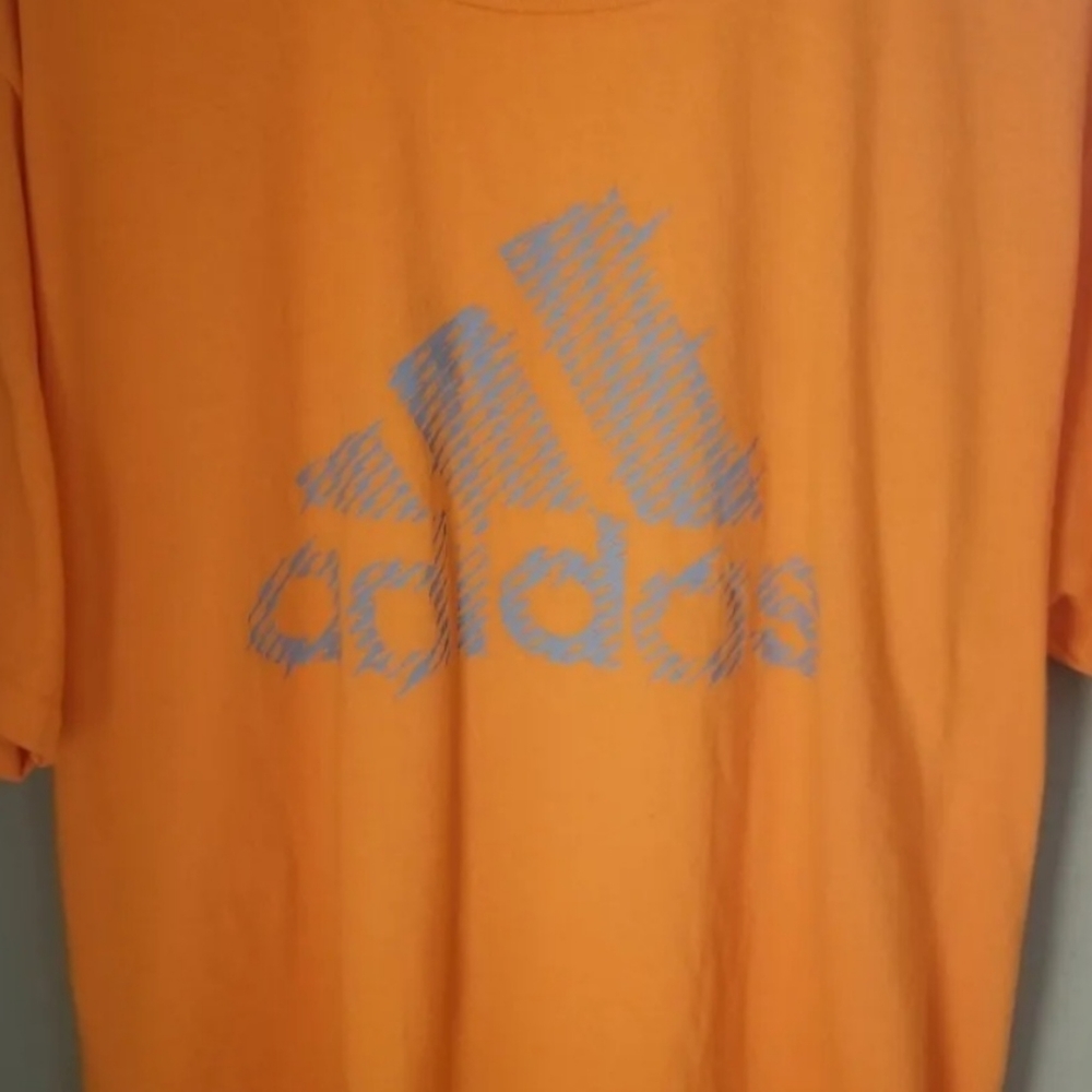 Adidas Squiggly Lines Go-To Tee Orange Cotton T-Shirt  XL